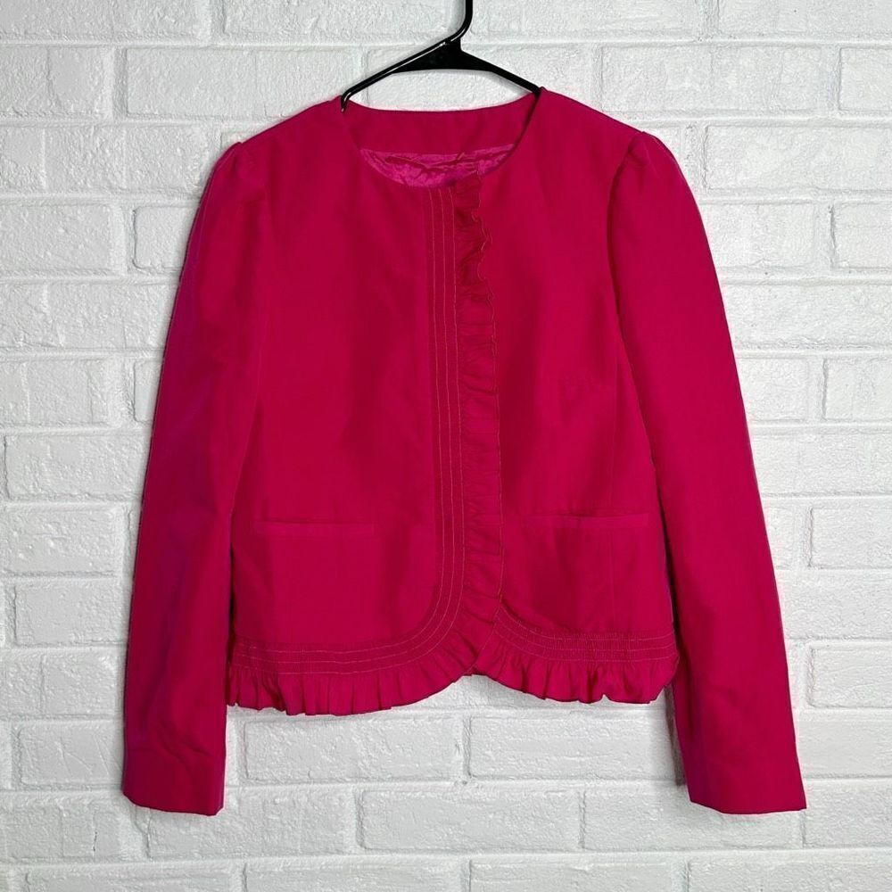 RED Valentino Hot Pink Ruffle Blazer Jacket size IT 40 Fits US 4